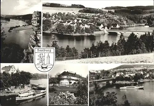 Saalburg Saale am Stausee Bleiloch Saaletalsperre Bruecke Boot Wappen Handabzug Kat. Saalburg Ebersdorf