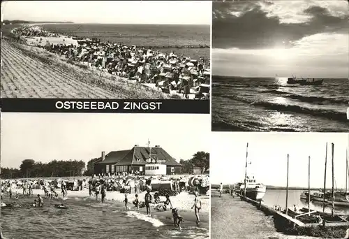 Zingst Ostseebad Strand Abendstimmung Fischerboot HO Gaststaette "Kurhaus" Ostseebad / Zingst Darss /Nordvorpommern LKR