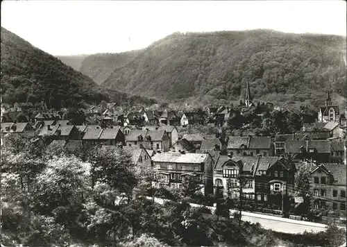 Thale Harz Ortsansicht mit Kirche Blick vom Lindenberg Kat. Thale