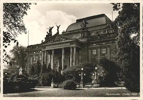 Wiesbaden Staatstheater Grosses Haus Schillerdenkmal Kat. Wiesbaden