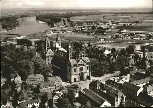 Speyer Rhein Panorama mit Dom Fliegeraufnahme Kat. Speyer