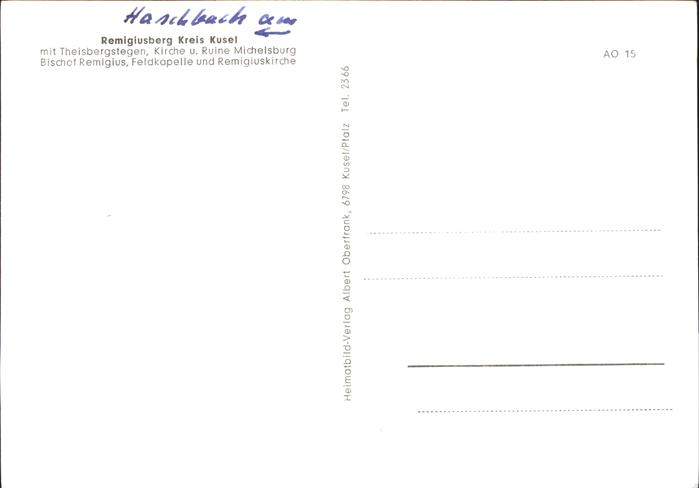 Haschbach Remigiusberg Theisbergstegen Kirche Ruine Michelsburg Bischof