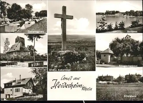 Heidesheim Campingplatz Burg Windeck Jugendherberge Badesee Kriegerdenkmal Altersheim Kreuz Rabenkopf Kat. Heidesheim am Rhein