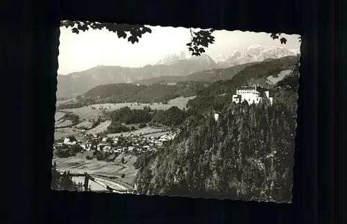 Werfen Salzburg Panorama gegen Hochkoenig Burg Berchtesgadener Alpen Kat. Werfen