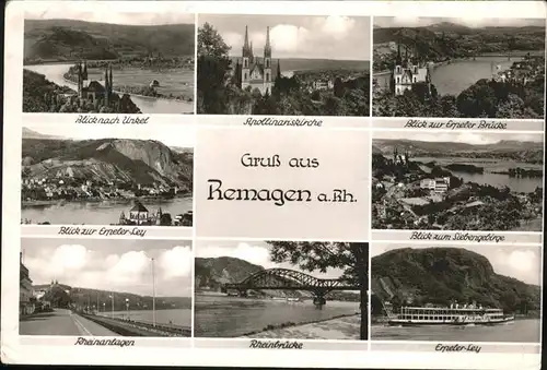 Remagen Panorama Rheinbruecke Apollinariskirche Erpeler Ley Kat. Remagen