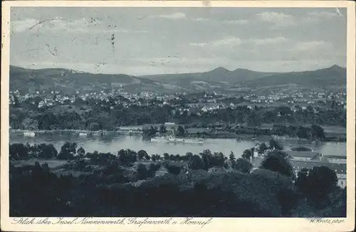 Bad Honnef Insel Nonnenwerth Rhein Panorama Siebengebirge Kat. Bad Honnef