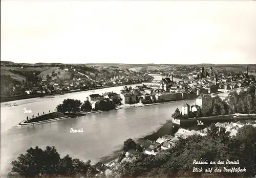 Passau Donau Panorama Dreiflusseck Kat. Passau