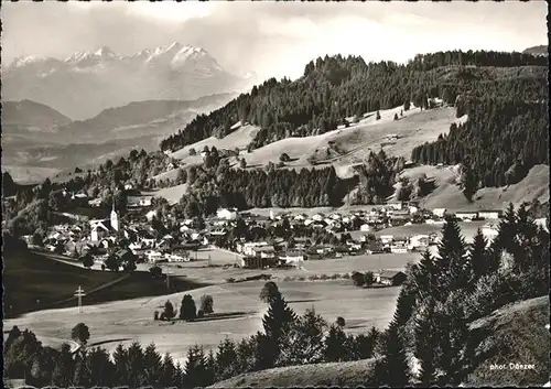 Oberstaufen Panorama mit Alpen Kat. Oberstaufen