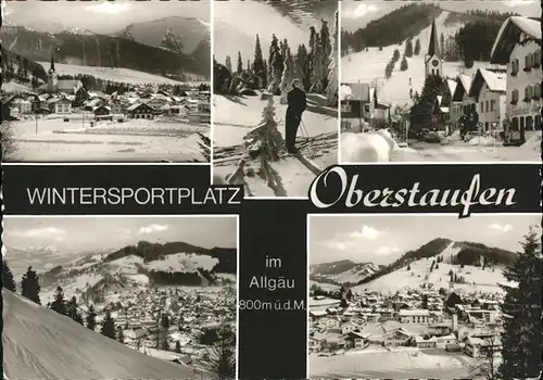 Oberstaufen Panorama im Schnee Skifahren Kat. Oberstaufen