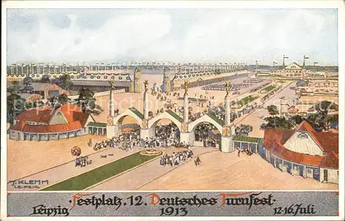 Leipzig Festplatz waehrend des 12.Deutschen Turnfestes v.12. 16.Juli 1913 Kat. Leipzig