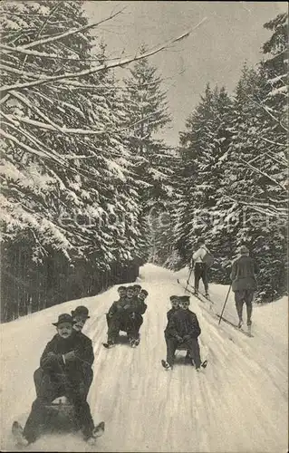 Oberhof Thueringen Schlittenfahrt im Waldgebiet Kat. Oberhof Thueringen