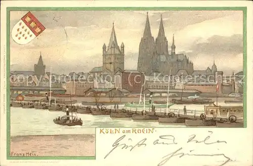 Koeln Rhein mit Rhein u.Dom (Kuenstlerkarte v.Franz Hein) Kat. Koeln