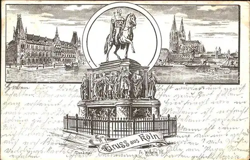 Koeln Rhein Kaiser Wilhelm Denkmal Kat. Koeln