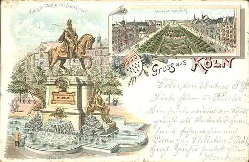 Koeln Rhein Kaiser Wilhelm Denkmal u.Kaiser Wilhelm Ring Kat. Koeln