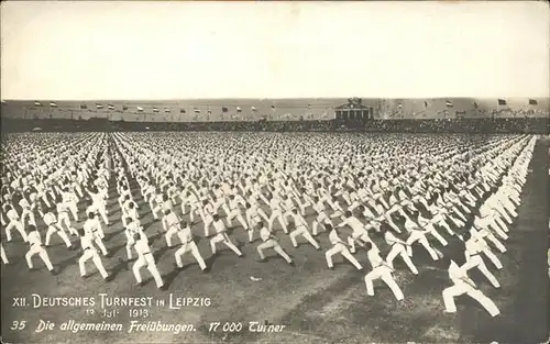 Leipzig 12.Deutsches Turnfest am 13.Juli 1913 mit 17.000 Turner bei der allgem.Freiuebungen Kat. Leipzig