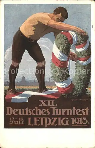 Leipzig 12.Deutsches Turnfest v.12. 16.Juli 1913 (Officielle Festpostkarte) Kat. Leipzig