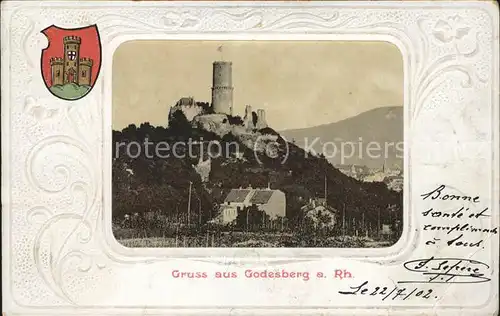 Bad Godesberg Godesburg Wappen Praegedruck Kat. Bonn