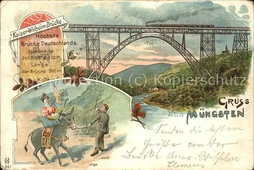 Muengsten Kaiser Wilhelm Bruecke Eisenbahn  Kat. Remscheid