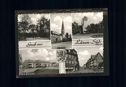 Luenen Suedpark Kirchen Jaegerstrasse Neue Siedlung Wappen Kat. Luenen