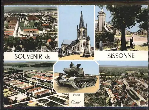 Sissonne Aisne Panzer Kirche Brunnen Gesamtansicht / Sissonne /Arrond. de Laon