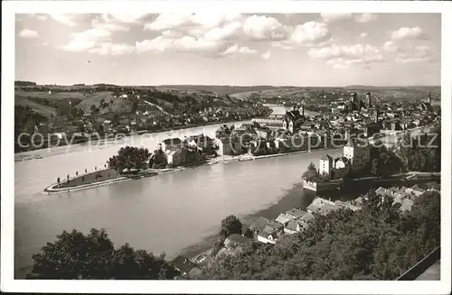Passau Panorama vom Klosterberg Kat. Passau