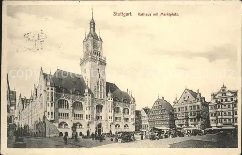 Stuttgart Rathaus mit Marktplatz Kat. Stuttgart