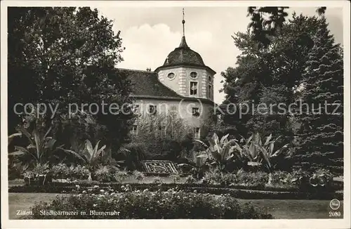 Zittau Stadtgaertnerei mit Blumenuhr Kat. Zittau