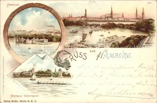 Hamburg Alsterlust Alster Faehrhaus Uhlenhorst Kat. Hamburg