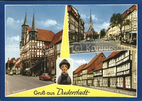 Duderstadt Rathaus Marktstr mit St Servatius Fachwerkhaeuser Kat. Duderstadt