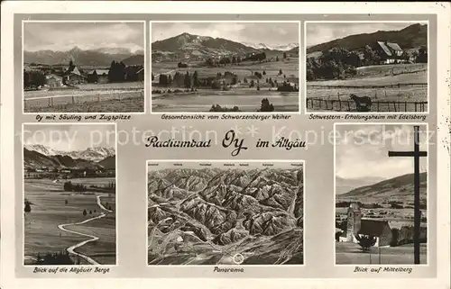 Oy Panorama mit Saeuling und Zugspitze Schwestern Erholungsheim Kreuz Allgaeuer Alpen Kat. Oy Mittelberg