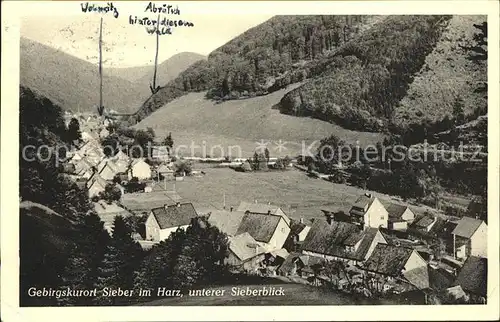 Sieber unterer Sieberblick Gebirgsort Kat. Herzberg am Harz