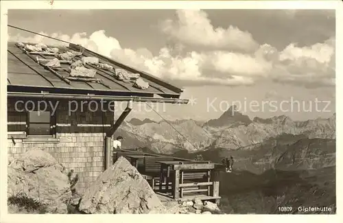 Oberstdorf Gipfelhuette auf dem Nebelhorn Berghaus Allgaeuer Alpen Kat. Oberstdorf