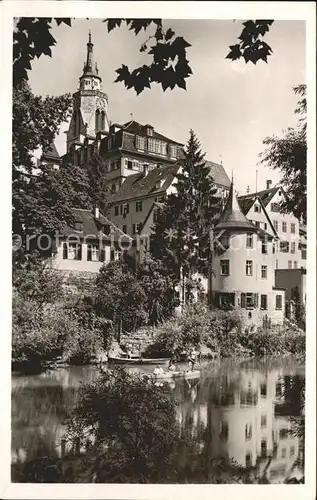 Tuebingen Neckar mit Hoelderlinturm und Alter Aula Kat. Tuebingen