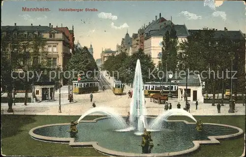 Mannheim Heidelberger Strasse Strassenbahn Fontaene Kat. Mannheim