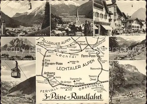 Reutte Tirol 3 Paesse Rundfahrt Gebirgspass Kabinenbahn Lech Arlberg Fernpass Flexenpass Kat. Reutte