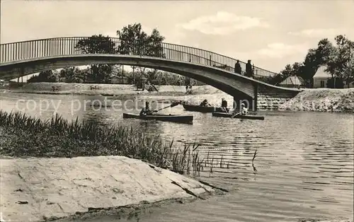 Senftenberg Niederlausitz Paddelstation Fussgaengerbruecke Kat. Senftenberg