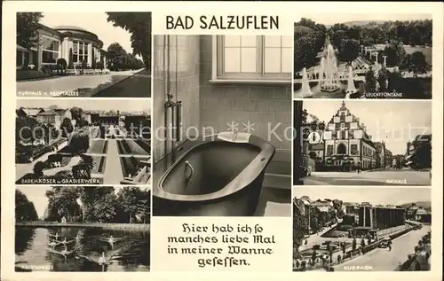 Bad Salzuflen Kurhaus Leuchtfontaene Badehaeuser Gradierwerk Rathaus Kurpark See Kat. Bad Salzuflen