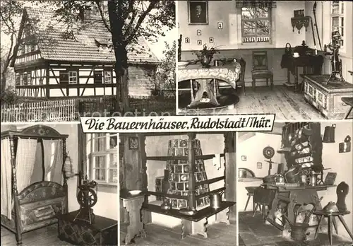 Rudolstadt Bauernhaeuser Stube Spinnrad Kamin Kat. Rudolstadt