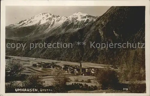 Umhausen Tirol Gesamtansicht mit Alpen Kat. Umhausen oetztal