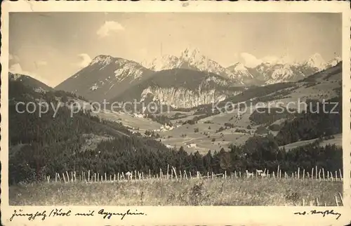 Jungholz Tirol Panorama mit Aggenstein Allgaeuer Alpen Kat. Jungholz