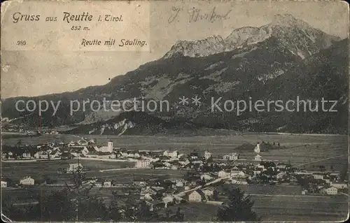 Reutte Tirol Gesamtansicht mit Saeuling Ammergauer Alpen Kat. Reutte