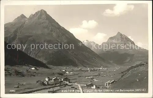 Galtuer Tirol im Paznaun Panorama gegen Gorfen und Ballunspitze Kat. Galtuer