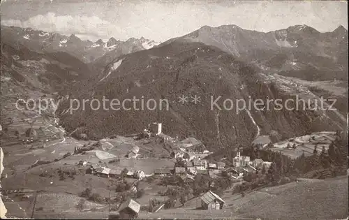 Ladis Panorama Blick von Kuranstalt Obladis Ruine Laudeck oetztaler Alpen Kat. Ladis