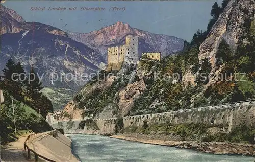 Landeck Tirol Schloss Landeck mit Silberspitze Partie am Inn Kat. Landeck