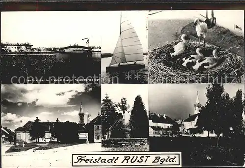 Rust Burgenland See Strandbad Neusiedlersee Storchennest Brunnen Partie an der Kirche Kat. Rust