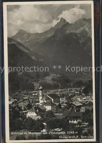 Schruns Vorarlberg Ortsansicht mit Kirche Zimbaspitze Montafon Kat. Schruns