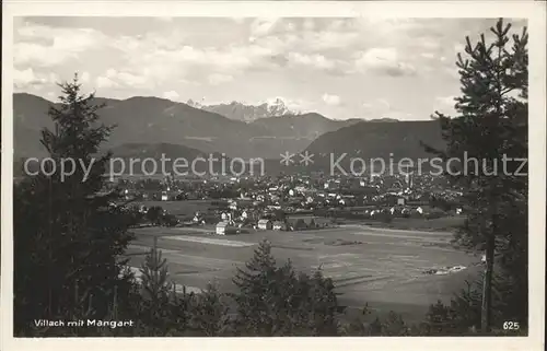 Villach Kaernten Panorama mit Mangart Julische Alpen Kat. Villach