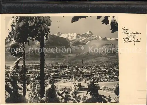 Villach Kaernten Panorama mit Mangart Julische Alpen Neujahrskarte Kat. Villach