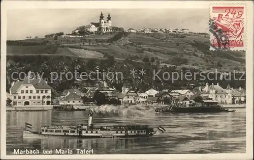 Maria Taferl Burg Ortsblick Donau Dampfschiff Kat. Maria Taferl