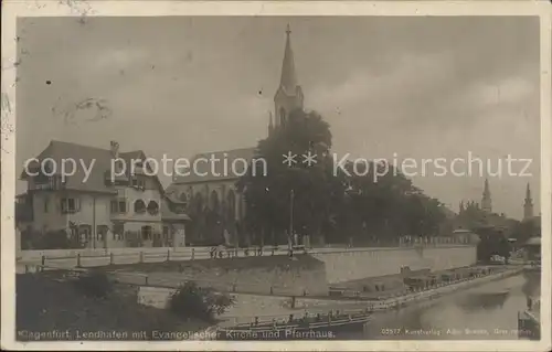 Klagenfurt Woerthersee Lendhafen mit Ev Kirche und Pfarrhaus / Klagenfurt /Klagenfurt-Villach